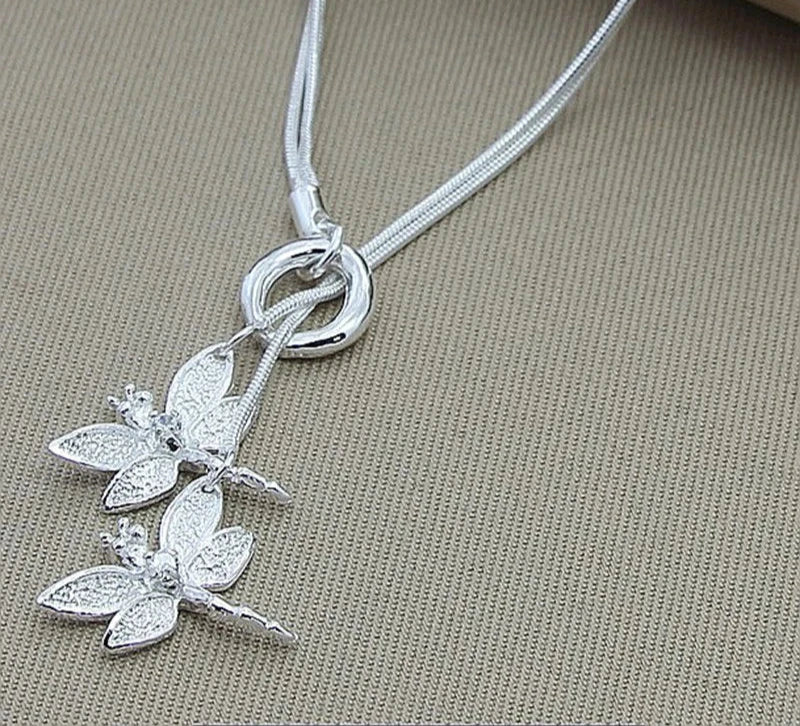 Two Dragonfly Pendant Necklace