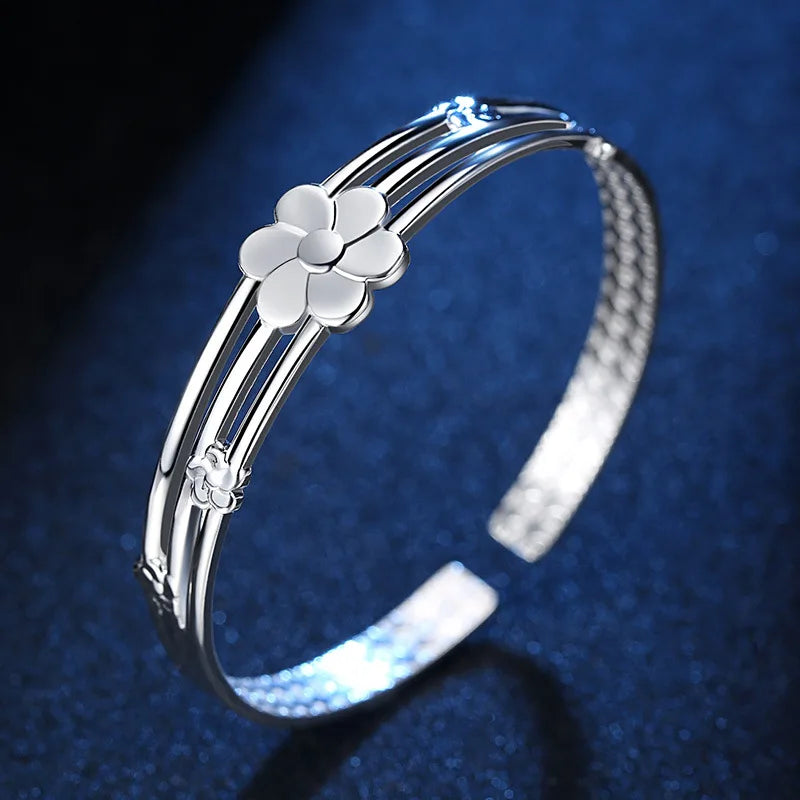 Silver Flower Hand Bracelets