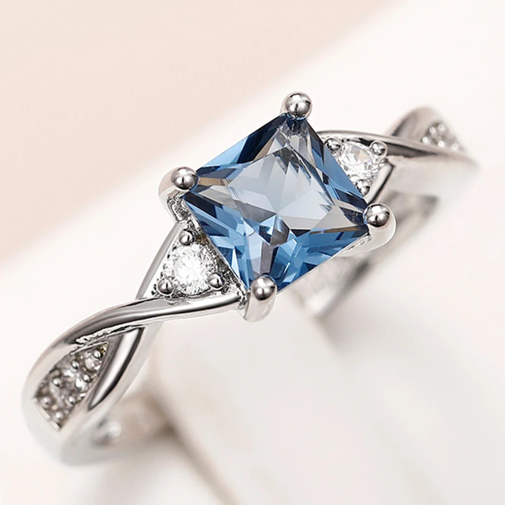 Blue Cubic Zirconia Rings