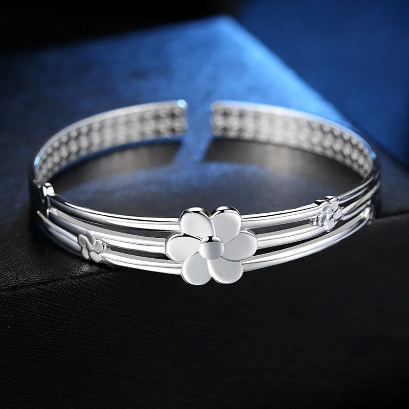 Silver Flower Hand Bracelets