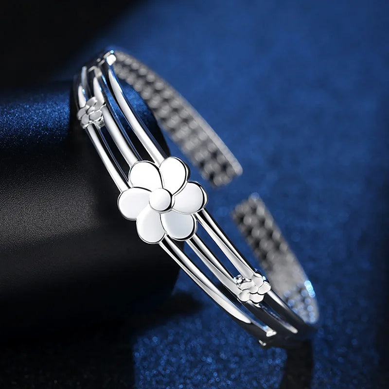 Silver Flower Hand Bracelets