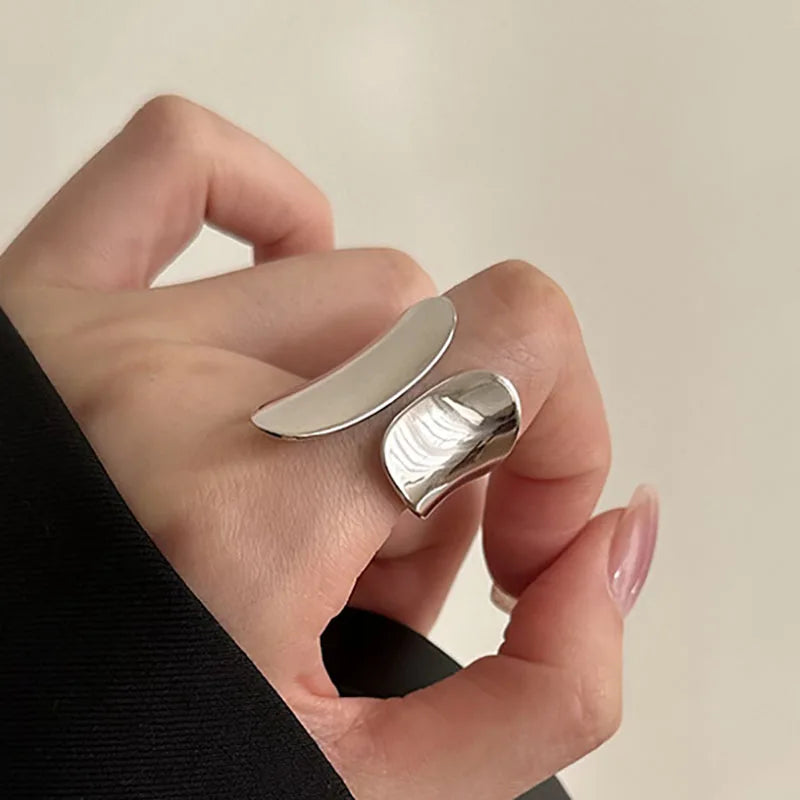 Minimalist Silver Color Cuff Rings